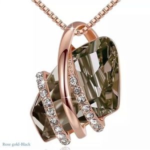 Rose gold futuristic abstract art crystal smoky Topaz taupe necklace